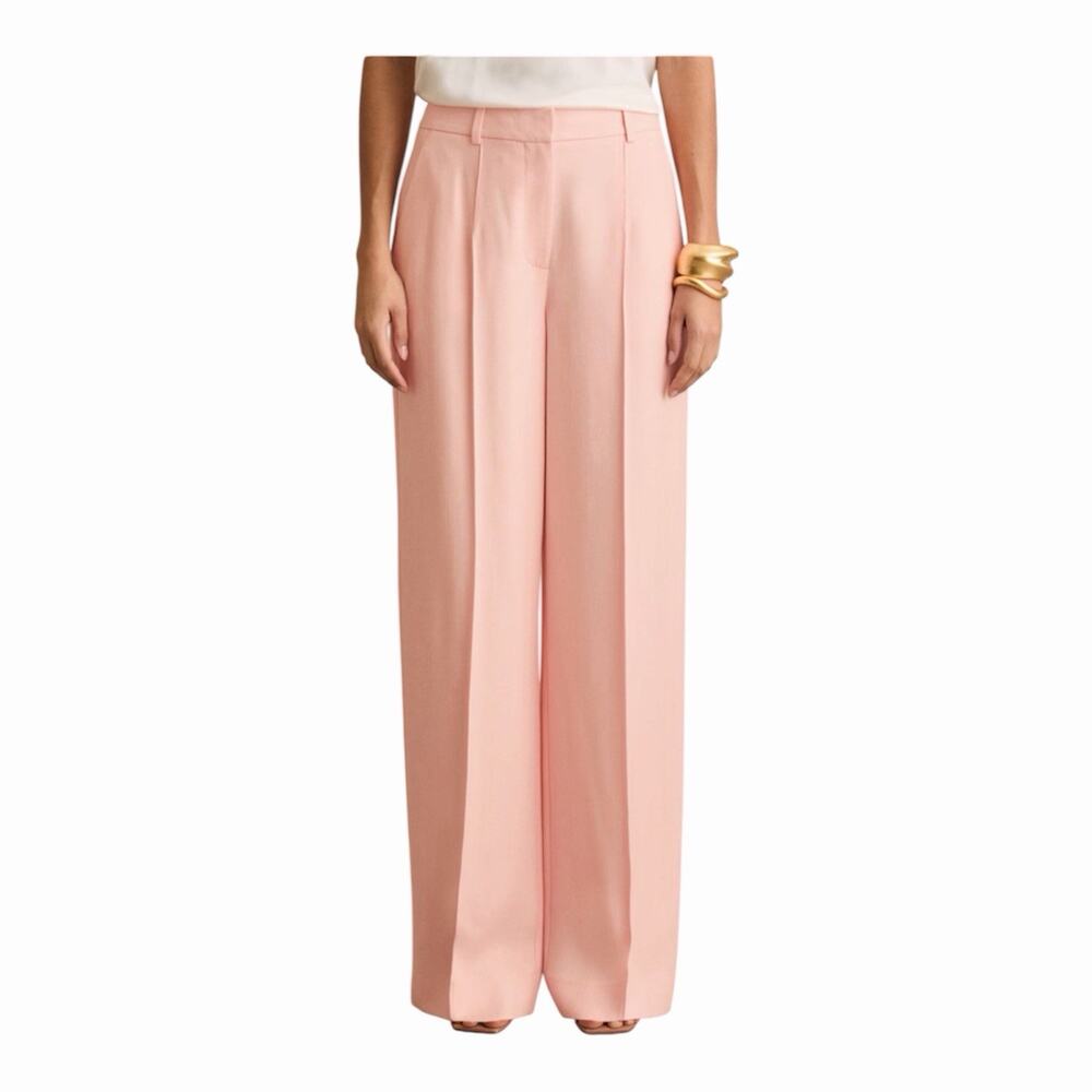 NWT $285 Reiss Pink Wide Leg Pants NEW Size 4 Magda Wide Leg Suit Trouser Pant